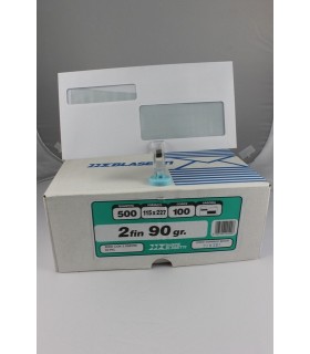 Buste lettera Blasetti  mis. 11X23 Doppia Finestra  90gr.   Scatola da 500 pz