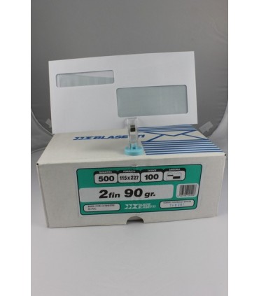 Buste lettera Blasetti  mis. 11X23 Doppia Finestra  90gr.   Scatola da 500 pz