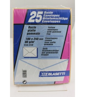 Buste lettera Blasetti  mis. 18x24 Gialle 80gr.   Blister da 25  pz