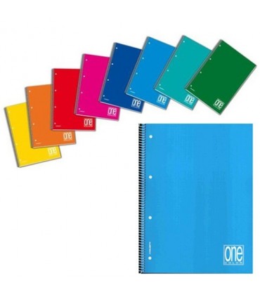 Quaderno One Color spiralato forato rig. 1R conf. 5 pz. colori assortiti