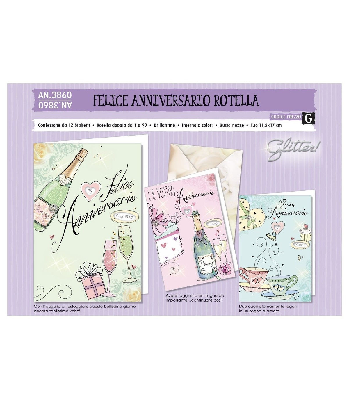 Biglietto Cromo Anniversario Matrimonio Con Rotella Doppia Da 1 A 99 Conf Da 12 Pz La Suprema Srl