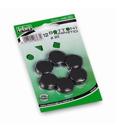 Magneti Lebez Diam. 20 mm  Blister da 12 pz. colore nero