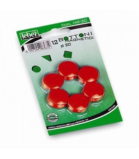 Magneti Lebez Diam. 20 mm  Blister da 12 pz. colore Rosso