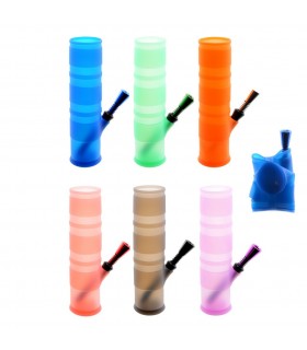 Bong in Silicone Atomic H.20 cm e Bocchino in metallo e Plastica Disponibile in vari colori