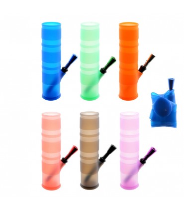 Bong in Silicone Atomic H.20 cm e Bocchino in metallo e Plastica Disponibile in vari colori