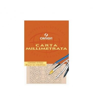 Blocco millimetrato A4 Canson  da 10 fogli conf. 25 pz.