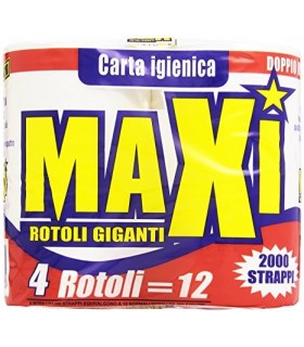 CARTA IGIENICA MAXI ROTOLI 2000 STRAPPI  CONF. DA 4 ROTOLI