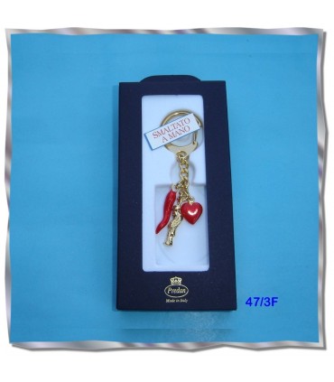 Corno e Cuore Smaltati con Gobbo Dorato in Metallo