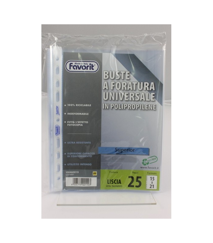 Cartelline Trasparenti A4 Buste Favorit Foratura Universale Liscia Formato 22 X 30 Conf. 50 Pz. - La Suprema Srl Buste Polypolipropilene A4