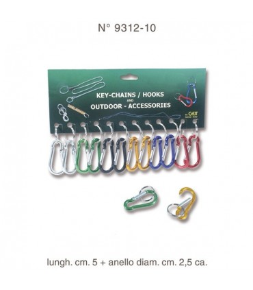 Portachiavi Moschettone misura piccola    cartella da 12 pz.