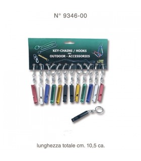 Portachiavi Fischietto medio metallo   cartella da 12 pz.