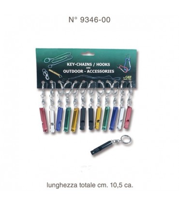 Portachiavi Fischietto medio metallo   cartella da 12 pz.