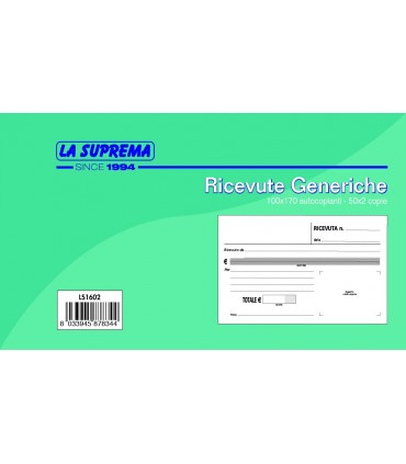 Ricevute Generiche 2 Copie Mis.10x17 cm