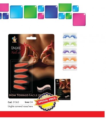 Blister Unghie Finte Colorate Rosse