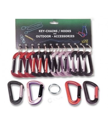 Portachiavi Gancio in Alluminio con Apertura a molla Cartella da 12 pz. colori assortiti