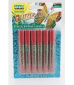 Blister colla glitter Lebez conf. 6 tubetti da 10.5ml colore rosso