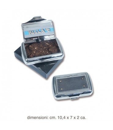 Tabacchiera in Metallo con scomparto per cartine colore Cromo