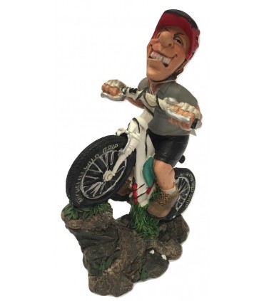 Caricature Mestieri "Il Ciclista In Mountain Bike" H. 15 cm