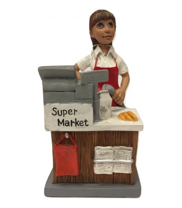 Caricatura Mestieri "La Cassiera Supermarket" H.15 cm