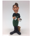 Caricature Mestieri "Il Barista con Caffè" H. 15 cm