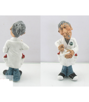 Caricature Mestieri "Farmacista con Medicine"  H. 15 cm