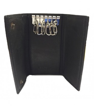 Parure in Legno Lancetti con Portchiavi in Metallo e Cintura in Vera Pelle colore Nero