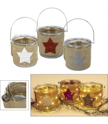 Vetro Decoratico con LED e rivestimento in Sisal Disponibile in 3 modelli