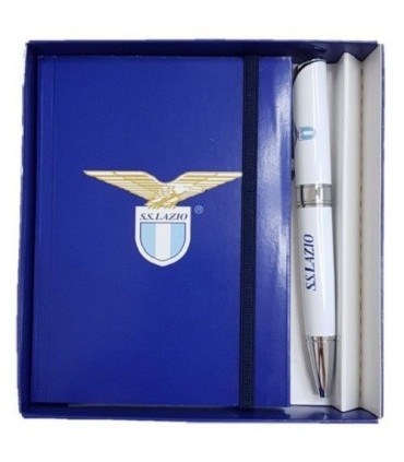 Blocco Appunti  con Elastico e Penna in Metallo SS Lazio