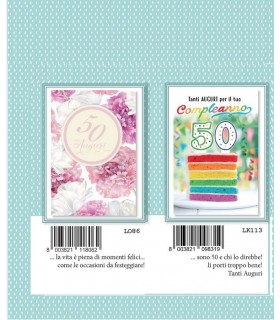 Biglietto Marpimar Compleanno 50 Anni con Glitter conf. 12 pz. assortiti con 2 fantasie