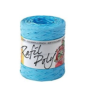 Rafia 200 metri h. 1/2 cm.  colore celeste