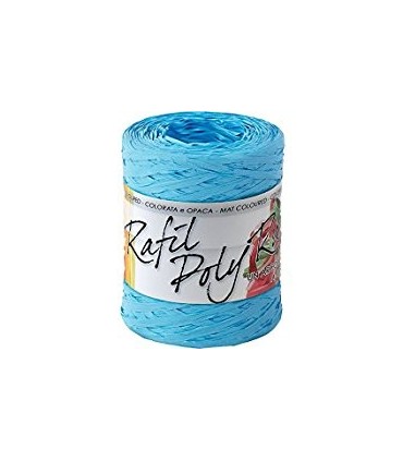 Rafia 200 metri h. 1/2 cm.  colore celeste