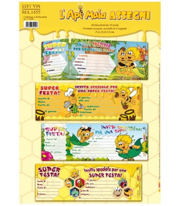 Blocchetto inviti assegno "L'ape maia" conf. 20 blocchetti da 15 inviti