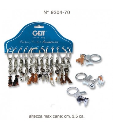Portachiavi in Metallo a Forma di Cane Cartella da 12 pz. assortiti