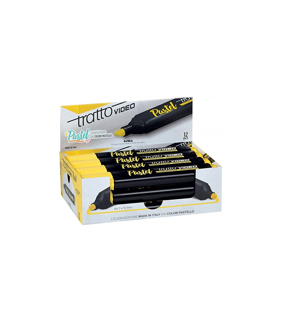 Evidenziatore Tratto Video Fila Pastello colore Giallo limone conf