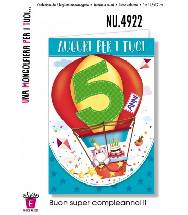 Biglietto Compleanno Mongolfiera 35Anni conf. 6 pz.