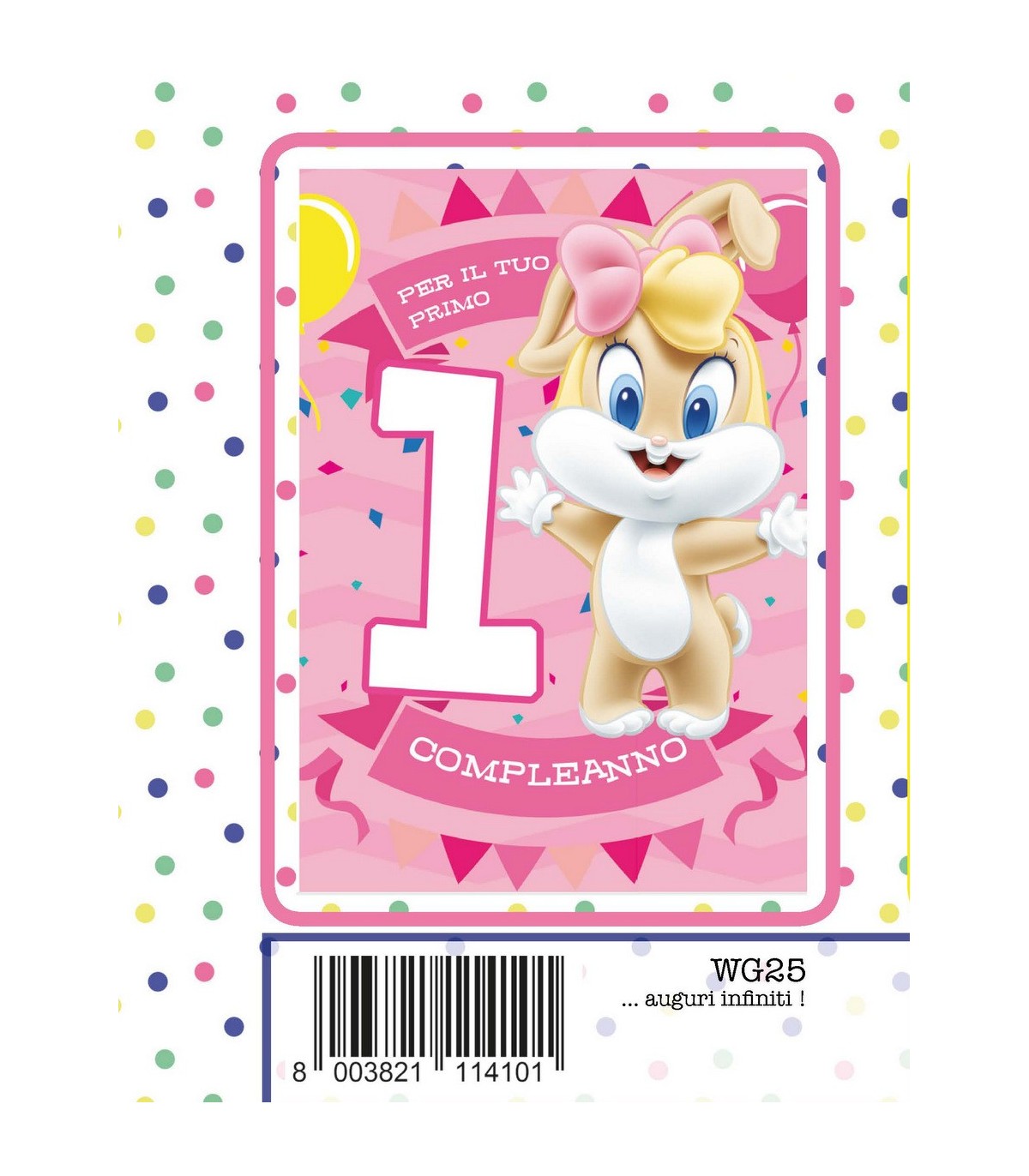 Biglietto Marpimar Compleanno Warner Bros Con Glitter 1 Anno Bambina Conf 6 Pz Monosoggetto La Suprema Srl