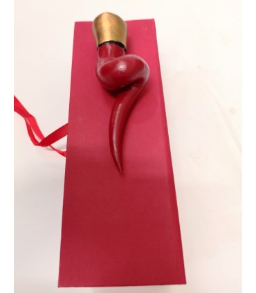 Corno Corona in Caramica a Spirale Rosso H.13 cm Realizzato e dipinto a mano