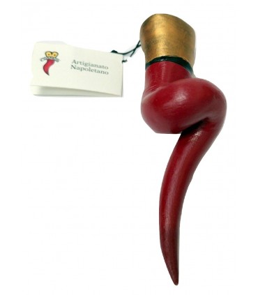 Corno Corona in Caramica a Spirale Rosso H.13 cm Realizzato e dipinto a mano