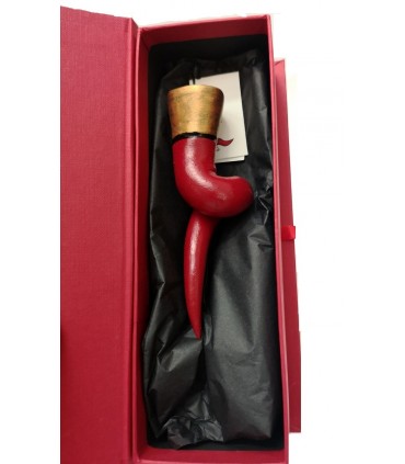 Corno Corona in Caramica a Spirale Rosso H.13 cm Realizzato e dipinto a mano