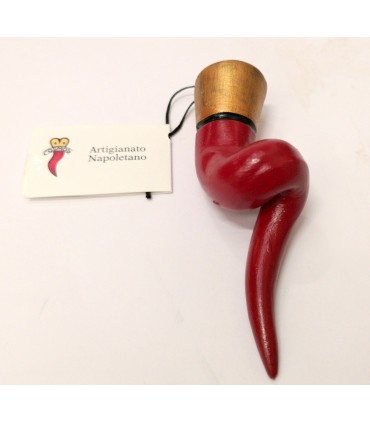Corno a Spirale  in Caramica Rosso H.10 cm Realizzato e dipinto a mano