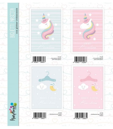 Biglietto Marpimar Nascita con Glitter conf. 12 pz. assortiti