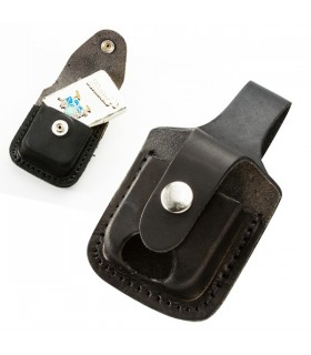 CUSTODIA IN CUOIO ZIPPO COLORE NERO CON PASSANTE