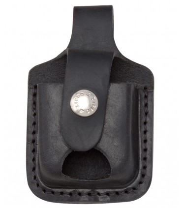 CUSTODIA IN CUOIO ZIPPO COLORE NERO CON PASSANTE