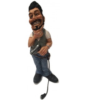 Caricature Mestieri "Il Parrucchiere con phone" H. 15 cm