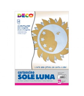 Cartoncino Satinato Oro e Argento 50x70 cm conf 10 pz.