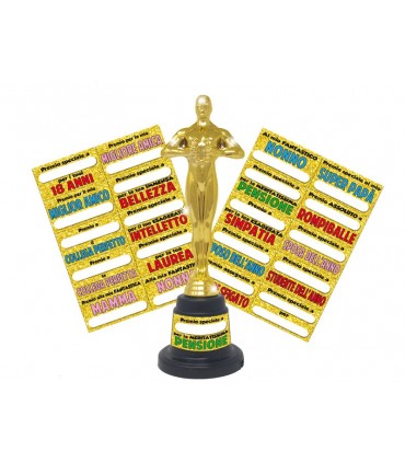 Trofeo Oscar in plastica con etichette personalizzabile