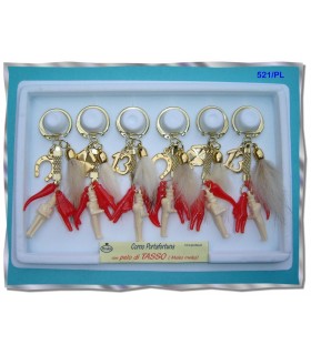 Portachiavi Tris Predan con Pelo di Tasso  in Cartella da 6 pz. assortita con 3 modelli