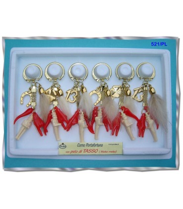 Portachiavi Tris Predan con Pelo di Tasso  in Cartella da 6 pz. assortita con 3 modelli