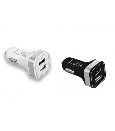 Caricatore per Auto con due prese USB Disponibile Bianco e Nero
