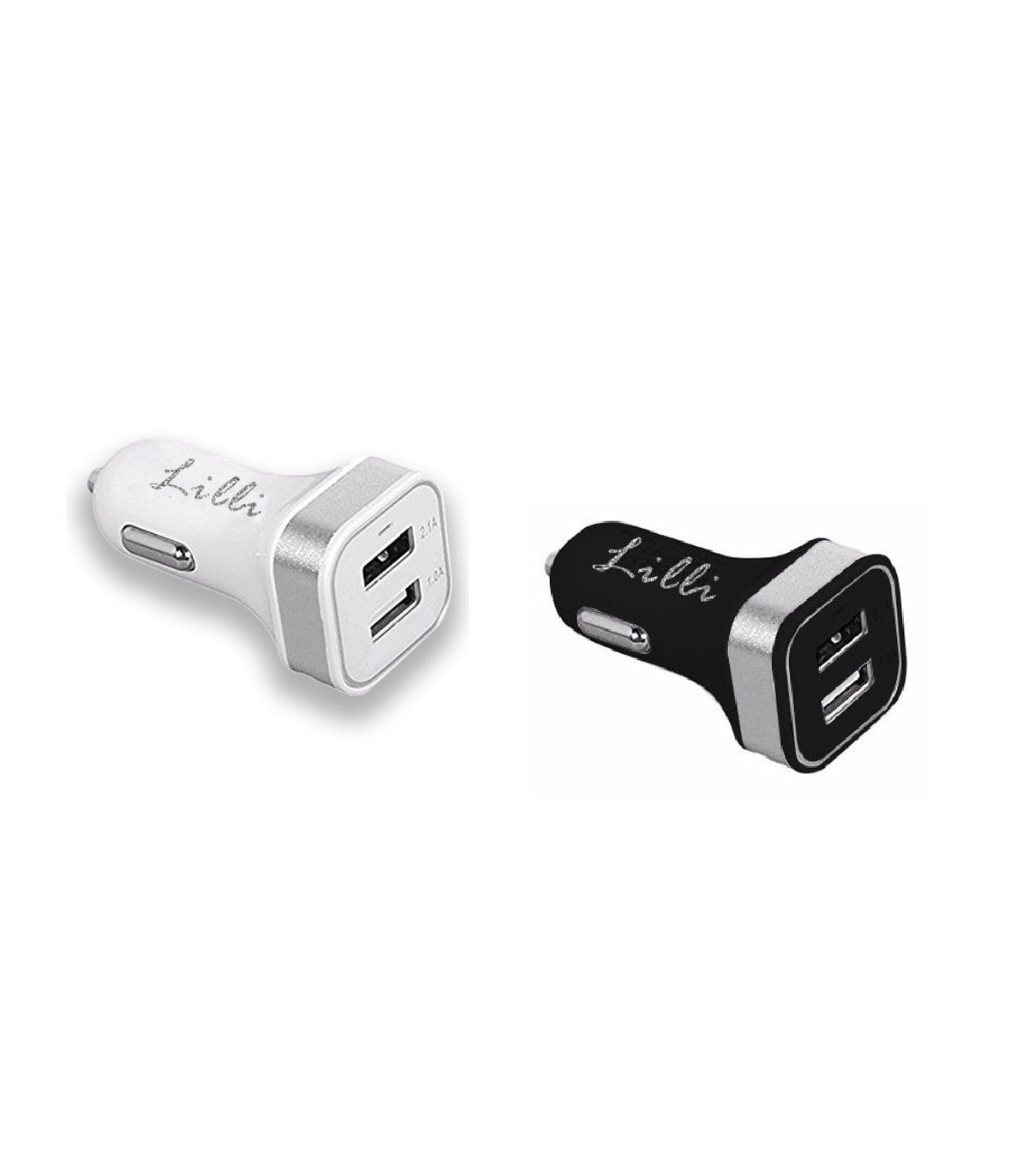 Caricatore per Auto con due prese USB Disponibile Bianco e Nero